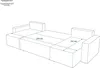 A line drawing of a sectional sofa with dimensions indicated. Voir les images du produit
