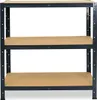 A three-shelf metal storage rack with particleboard shelves, shown against a white background. Podgląd zdjęcia produktu