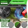Close-up of a heavy-duty wheel on a cart, with grass and stones in the background. Marketing text highlights features. Produktbild-Vorschau