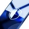 A close-up, angled view of a smartphone screen protector with a shield graphic. Anteprima dell’immagine prodotto