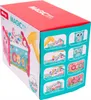 The image shows the side and top of a colorful toy box with illustrations of various games and activities. Podgląd zdjęcia produktu