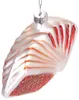 A glass Christmas ornament shaped like a seashell, decorated with red and gold accents. Podgląd zdjęcia produktu