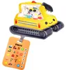 Gelbes Bagger Sensorik-Spielzeug mit Perlenfüllung und Suchkarte. Kinder können versteckte Baustellen-Symbole und Buchstaben im Inneren find Produktbild-Vorschau
