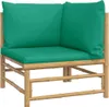 vidaXL 4 tlg. Garten Lounge Set mit Grünen Kissen Bambus - Produktbild-Vorschau 4