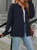 ASKSA Damen Bluse Langarm Musselin Einfarbig Revers Produktbild-Vorschau 5