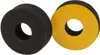 Two circular foam gaskets, one black and one black with a yellow adhesive backing, are shown against a white background. Produktbild-Vorschau