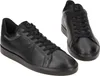 A pair of black leather sneakers shown from a slightly elevated angle against a white background. Voir les images du produit
