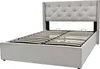 A light gray upholstered bed frame with a tufted headboard and a slatted mattress base is shown against a white background. Náhľad obrázku produktu