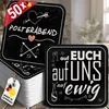 50 Bierdeckel Polterabend, Herzmotiv schwarz-rosa, Hochzeit Produktbild-Vorschau 1