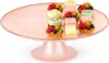 Elegante rosa Glas-Tortenplatte 21cm mit Fuß Produktbild-Vorschau 1