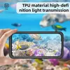 A hand holding a smartphone in front of an underwater scene with coral and fish. Anteprima dell’immagine prodotto