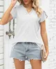 ASKSA Damen T-Shirt Blütenblatt Ärmel Aushöhlen Bluse Produktbild-Vorschau 3