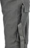 A close-up view of the side of a pair of olive-colored cargo pants, showing a pocket and a strap detail. Produktbild-Vorschau