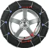 A snow chain is mounted on a car tire and wheel. Produktbild-Vorschau