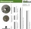 Diagram showing the dimensions and components of a pole dance pole. Produktbild-Vorschau