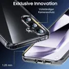 A close-up marketing image showing a transparent phone case and a phone screen. Produktbild-Vorschau