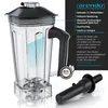 A product image of a blender with descriptive text and callouts highlighting its features. Produktbild-Vorschau