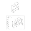 An exploded view of a cabinet with labels and hardware. Produktbild-Vorschau