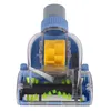A close-up, front view of a vacuum cleaner brush head with clear plastic casing. Voir les images du produit