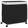 vidaXL Wäschekorb mit Rollen Schwarz 60x35x60,5 cm Rattan Produktbild-Vorschau 1