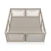 A beige playpen with mesh sides and a solid floor, shown from a top-down perspective against a white background. Produktbild-Vorschau