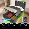 MODFU Lit Coffre 90x200 cm - Lit Simple avec Éclairage LED Voir les images du produit 1