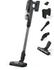 A cordless vacuum cleaner with various attachments displayed on a white background. Produktbild-Vorschau