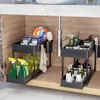 Étagère sous lavabo 2 étages Organiseur de cuisine - Noir Voir les images du produit 2