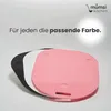Three cutting boards of different colors are stacked on a white and gray background, with text and a logo above. Produktbild-Vorschau