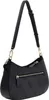 A black Guess handbag with a repeating logo pattern, shown from a side-diagonal angle. Produktbild-Vorschau