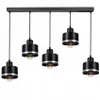 A black five-light pendant lamp with silver accents, shown against a white background. Produktbild-Vorschau