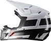 A side view of a white and black motocross helmet with carbon fiber accents. Produktbild-Vorschau