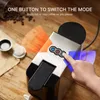A close-up shot of a coffee machine with a hand pressing a button, and animated overlays indicating modes. Produktbild-Vorschau