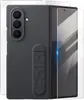 A dark gray Samsung phone case with a stand is shown next to a screen protector. Náhľad obrázku produktu