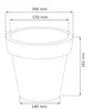 A diagram showing the dimensions of a flower pot. Náhľad obrázku produktu