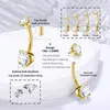 Piercing do pępka złoto 925 srebro cyrkonia tytanowa 14G Podgląd zdjęcia produktu 2