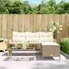 Gartensofa in L-Form mit Tisch und Kissen Beige Poly Rattan Produktbild-Vorschau 3