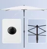 A white rectangular umbrella is shown with close-up views of its top mechanism and pole. Produktbild-Vorschau