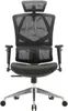 A black ergonomic office chair with a headrest and mesh back is shown from the front against a white background. Náhled obrázku produktu
