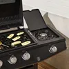 Barbecue a gas a 4 bruciatori con fuoco laterale, Nero Anteprima dell’immagine prodotto 7