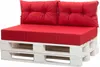 A red cushion set on a white pallet base, presented against a white background. Anteprima dell’immagine prodotto