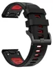 A close-up studio shot of a black and red silicone watch band against a white background. Náhled obrázku produktu