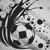 A close-up of a soccer ball with a black splash design on a white background. Voir les images du produit