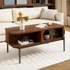 Table basse Merax avec portes coulissantes et pieds en Voir les images du produit 3