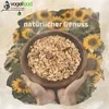 Hands holding a bowl of bird food with sunflowers in the background. Produktbild-Vorschau