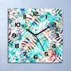 Wanduhr Echt-Glas-Küchenuhr Blätter Aquarell Quarz Lautlos Produktbild-Vorschau 1