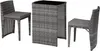 A three-piece outdoor furniture set consisting of a table and two chairs, made of rattan material with gray cushions. Voir les images du produit