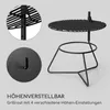 A collage of images showing a black metal grill grate and stand, with close-up details of its construction and base. Produktbild-Vorschau