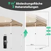 A diagram showing the dimensions and adjustable height settings of a beige canopy tent. Podgląd zdjęcia produktu