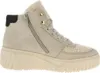 A single beige high-top sneaker with a side zipper and faux fur lining, presented against a white background. Voir les images du produit